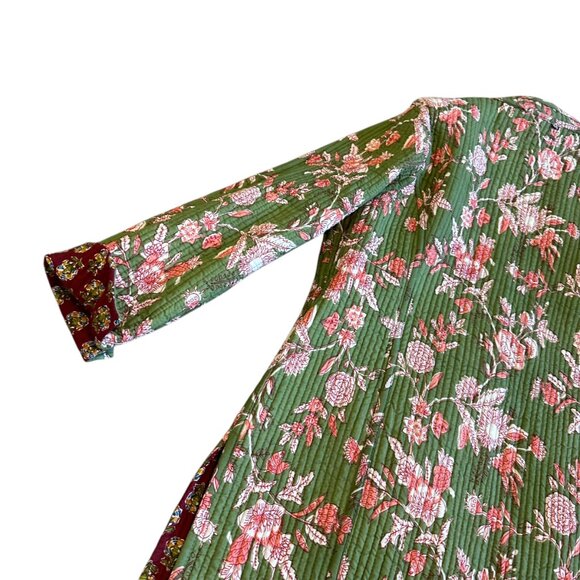 Winter Cotton Bohemian Reversible Quilted Jacket Long-Length Sweater Size Large - Picture 13 of 13